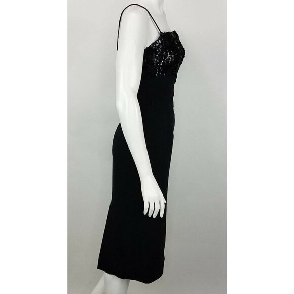 Vintage Jay Herbert Dress Size 12 Black Cocktail Party Dress Sweetheart Sequins - Picture 4 of 10
